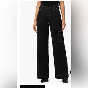 Joes Jeans the Farah High-Rise Black Cargo Wide-Leg Jeans pants 33 NWT